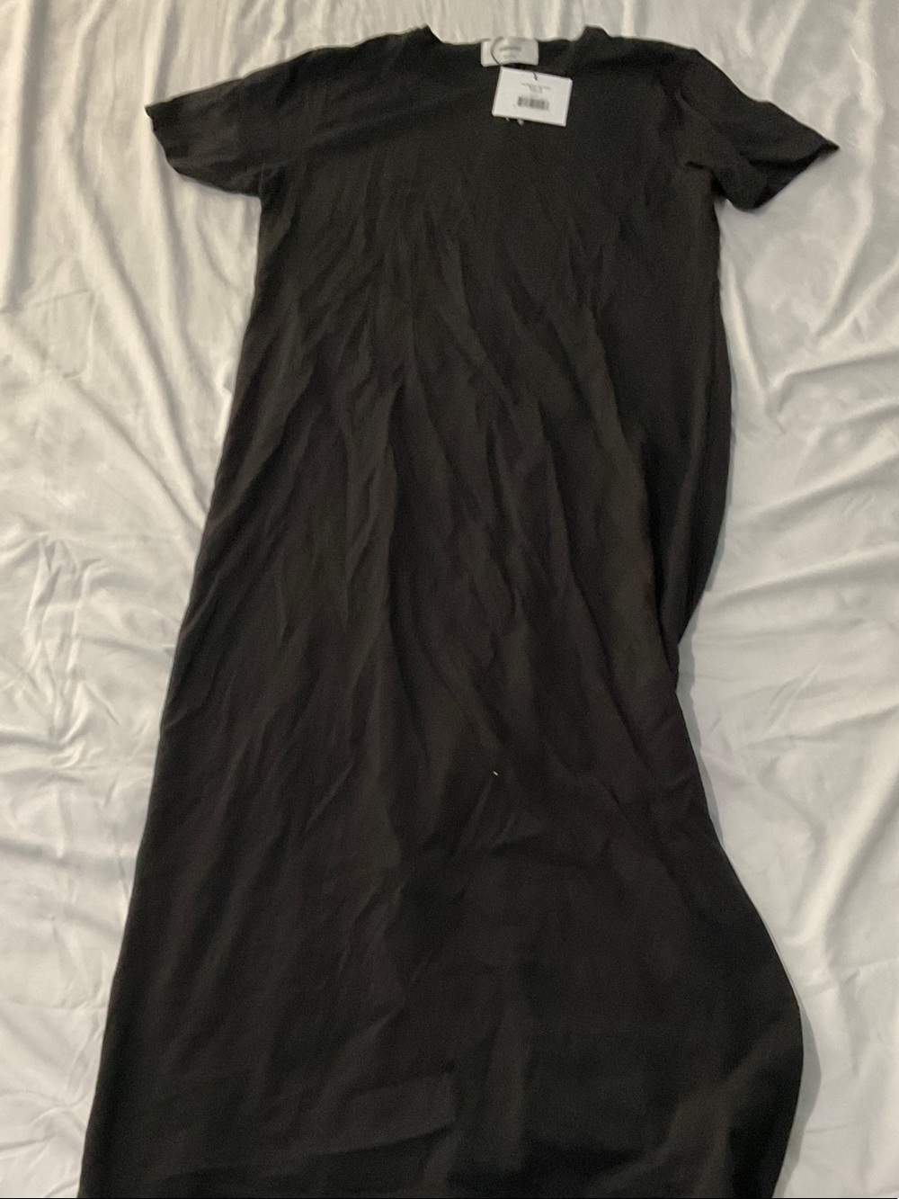 Essential Black Short-Sleeve Maxi Dress